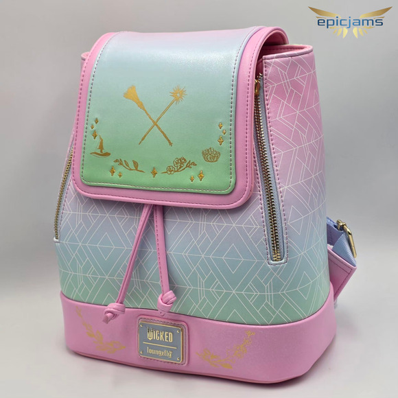 Loungefly Wicked Glinda Elphaba Iridescent Ombré Icons Mini Backpack Bag New - Picture 2 of 9